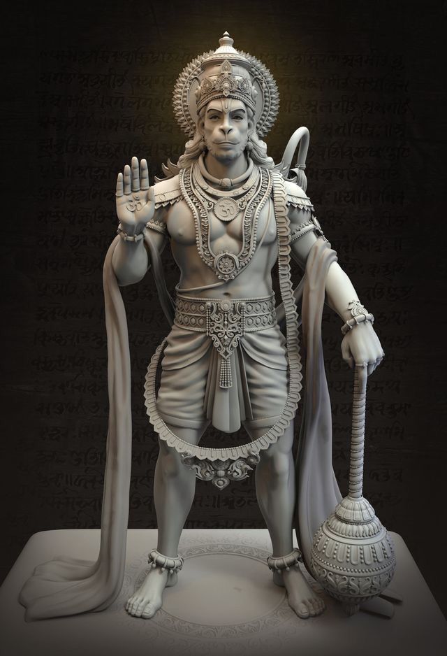 Hanuman statue with mace, divine protector