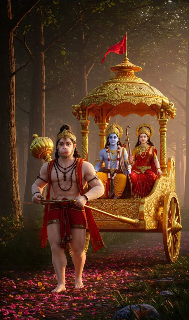 Hanuman protecting Lord Ram’s chariot.