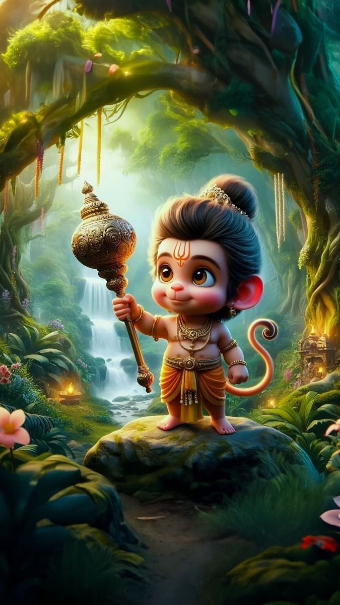 Little Hanuman holding his mace