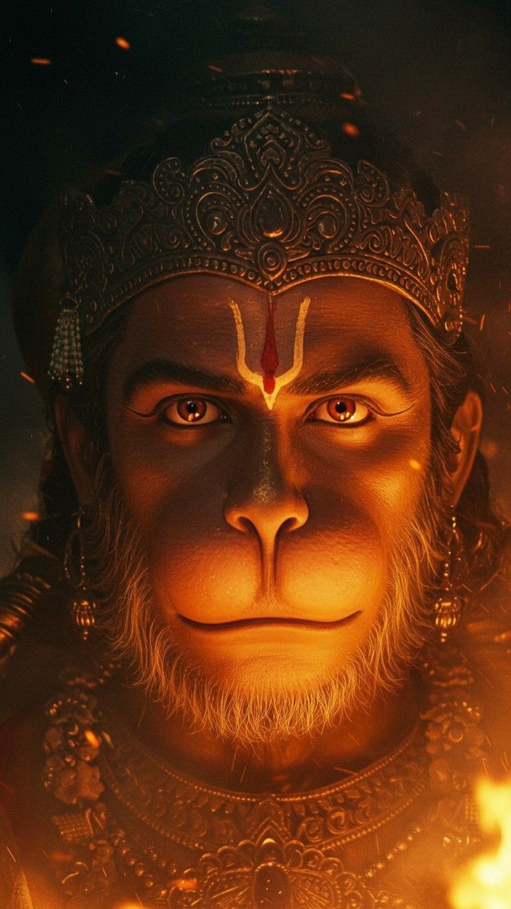 Intense portrait of Lord Hanuman.
