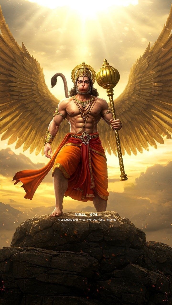 Hanuman with wings, powerful devotional image