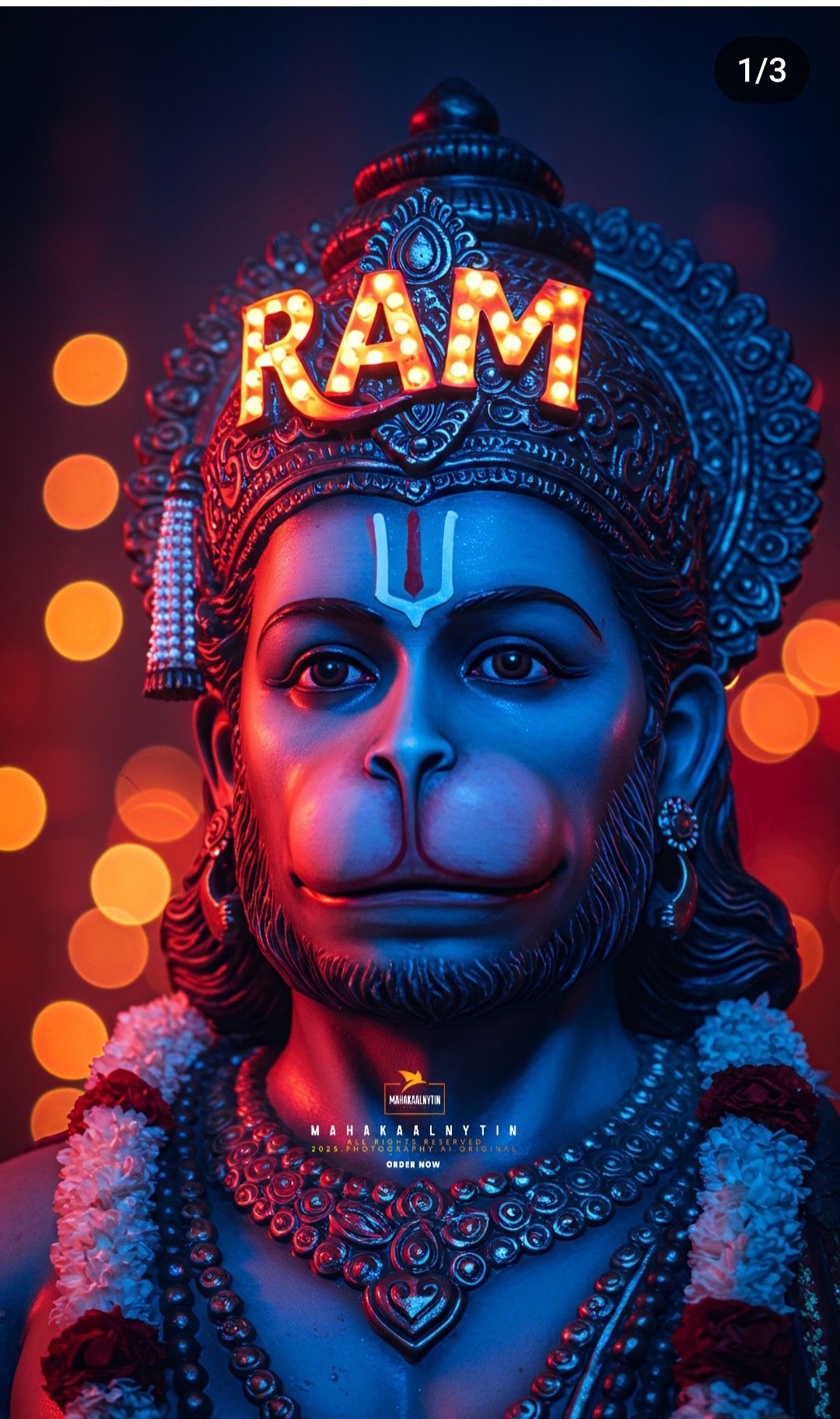 Hanuman portrait, devotion, Lord Ram, divine
