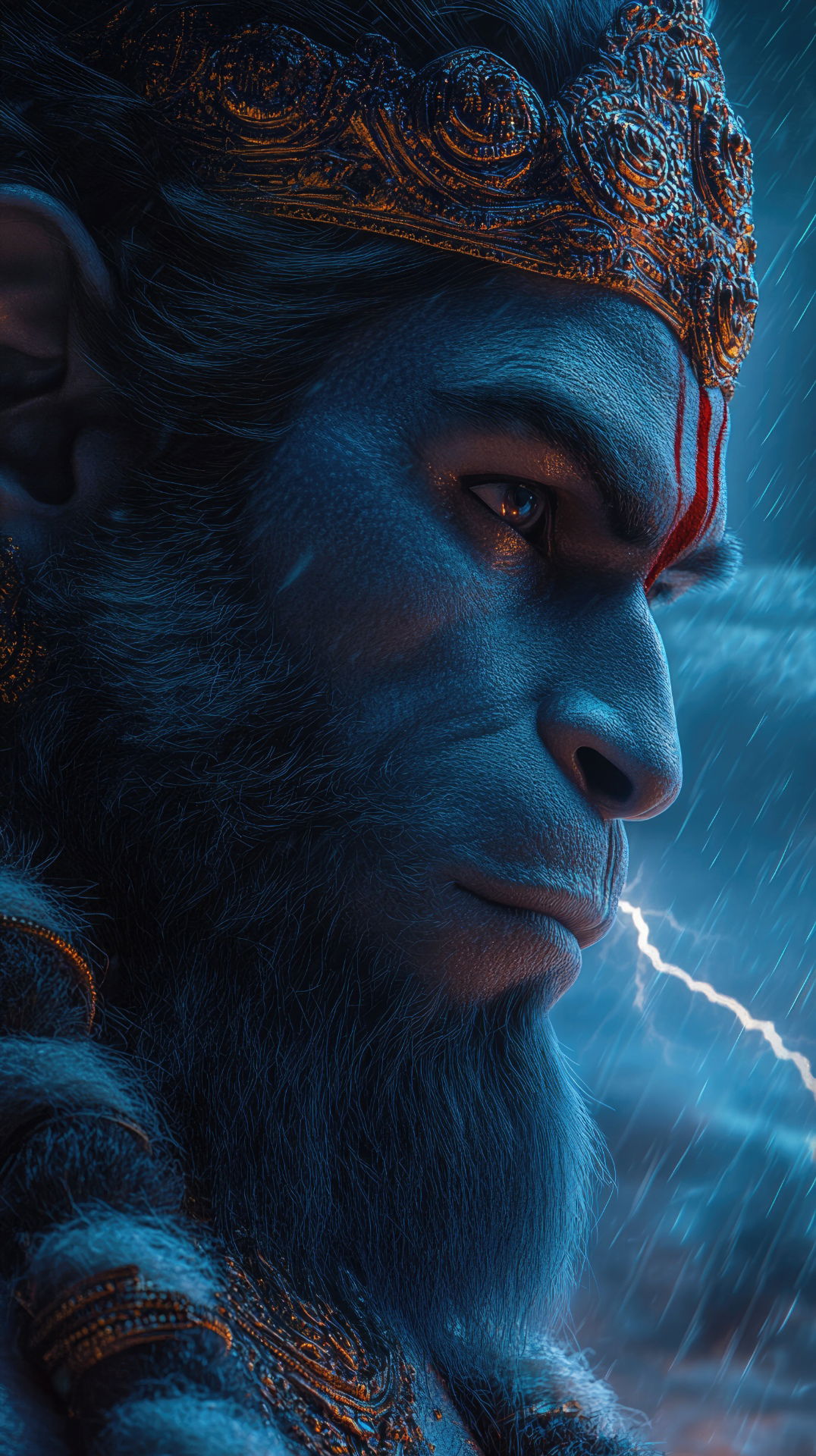 Powerful Hanuman face in divine portrait