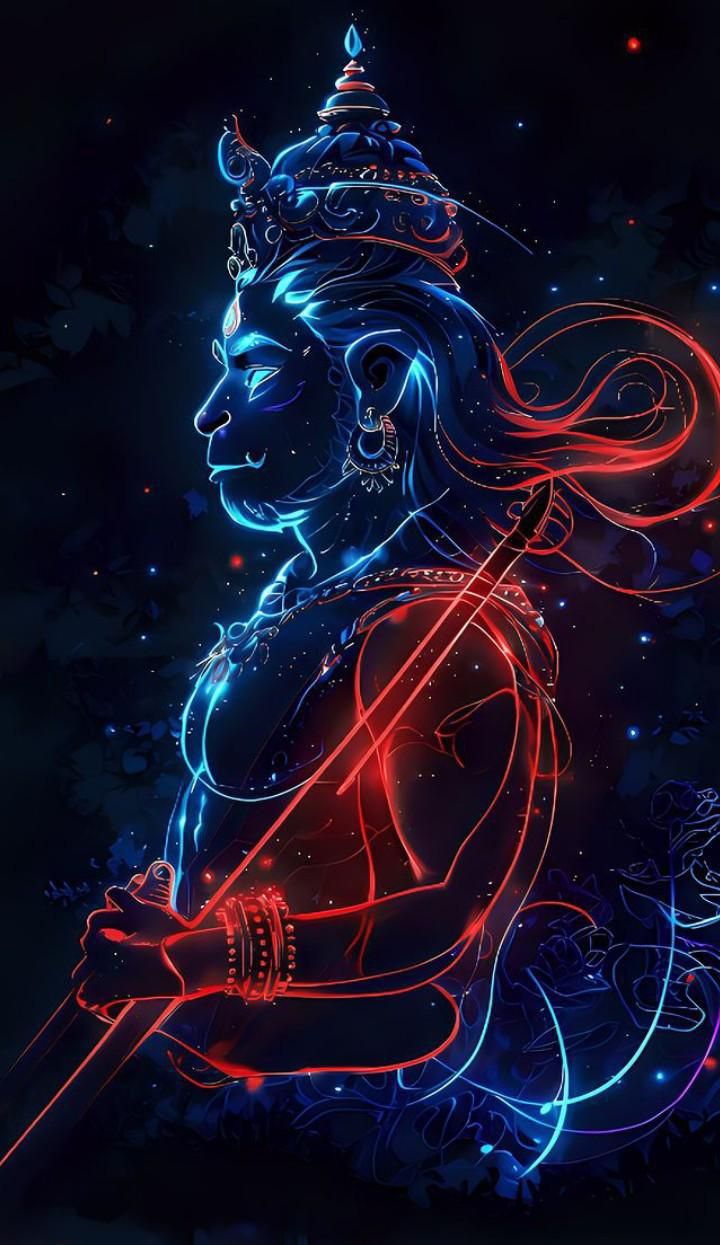 Glowing Hanuman portrait divine wallpaper