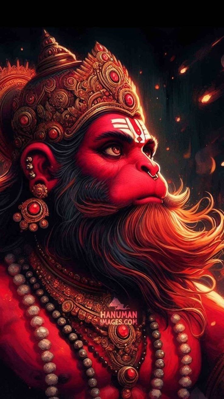 Powerful Hanuman portrait, divine protection.