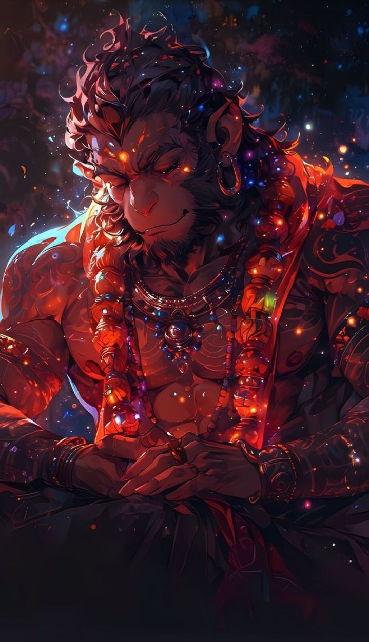 Powerful Hanuman portrait, divine devotion.