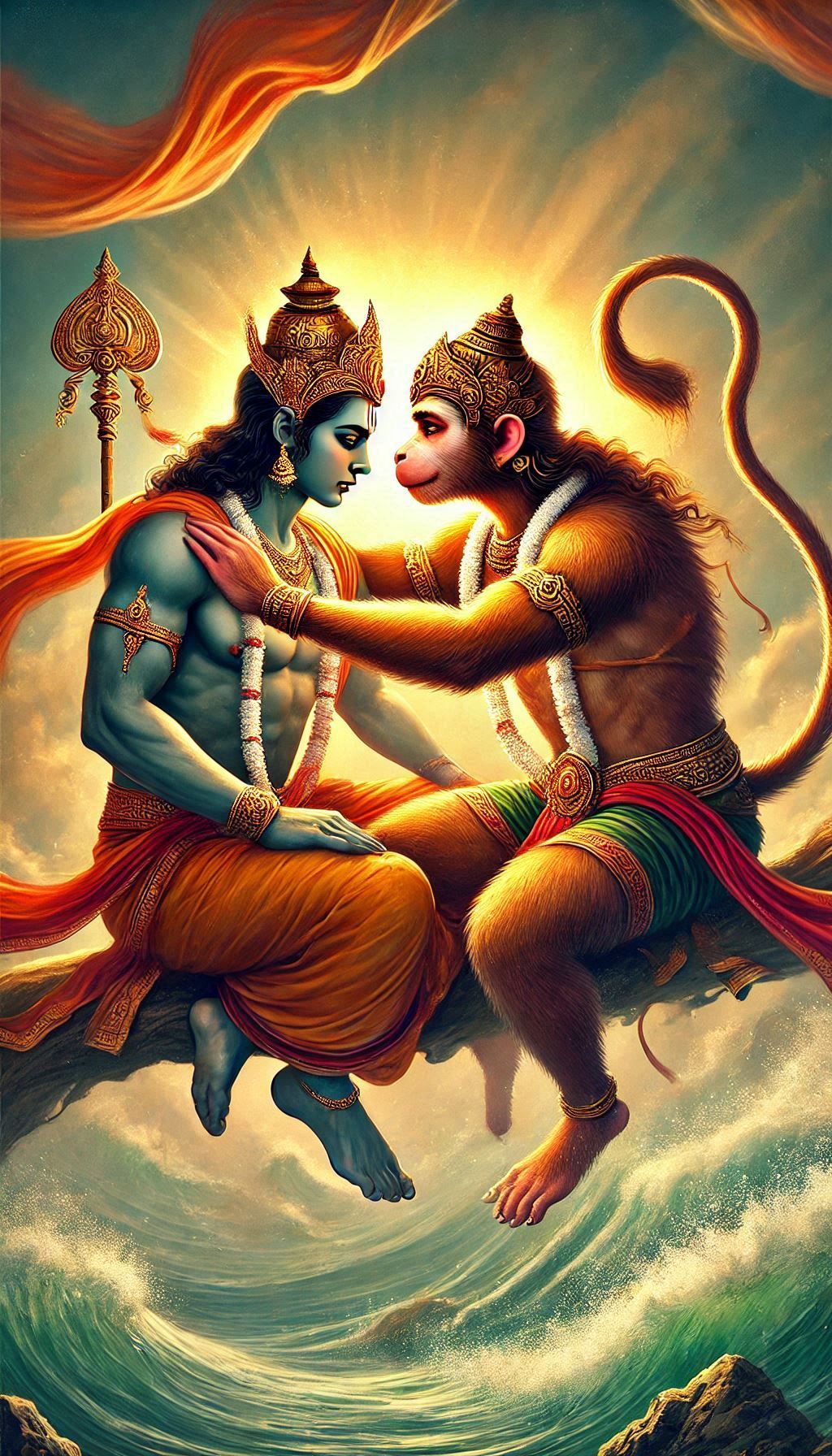 Hanuman comforts Lord Ram in devotion
