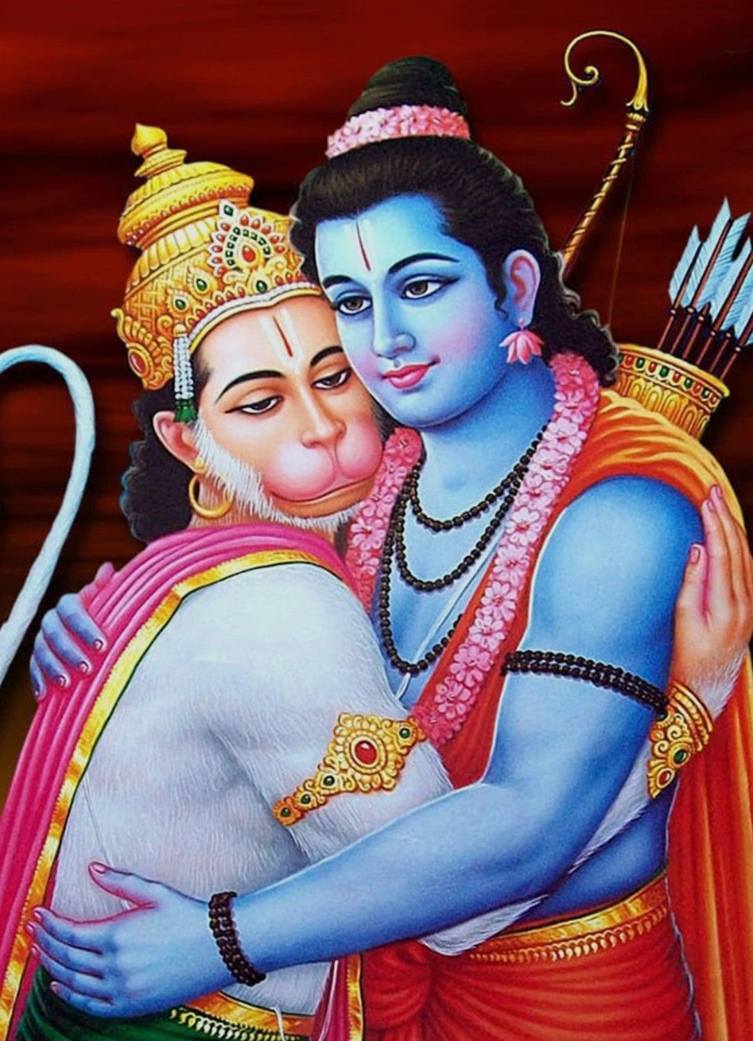 Lord Ram embracing Hanuman, devotional image