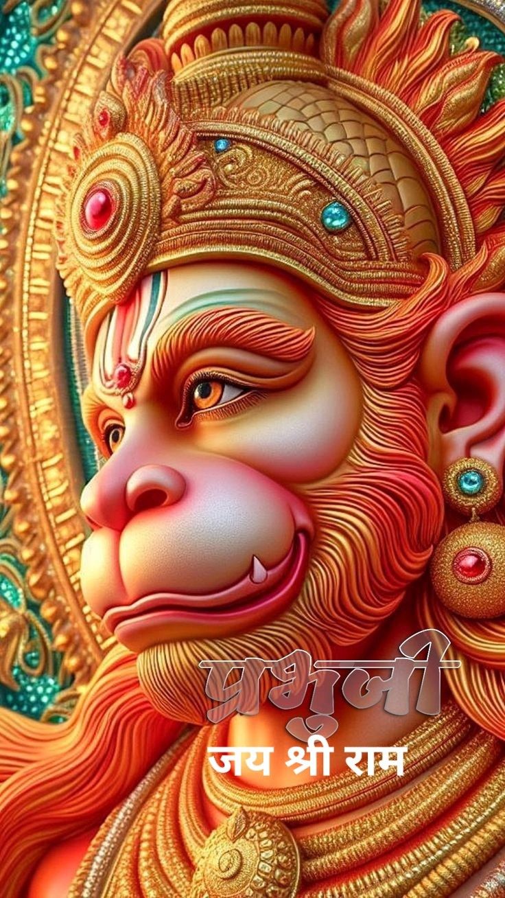 Close-up of Hanuman\'s radiant face