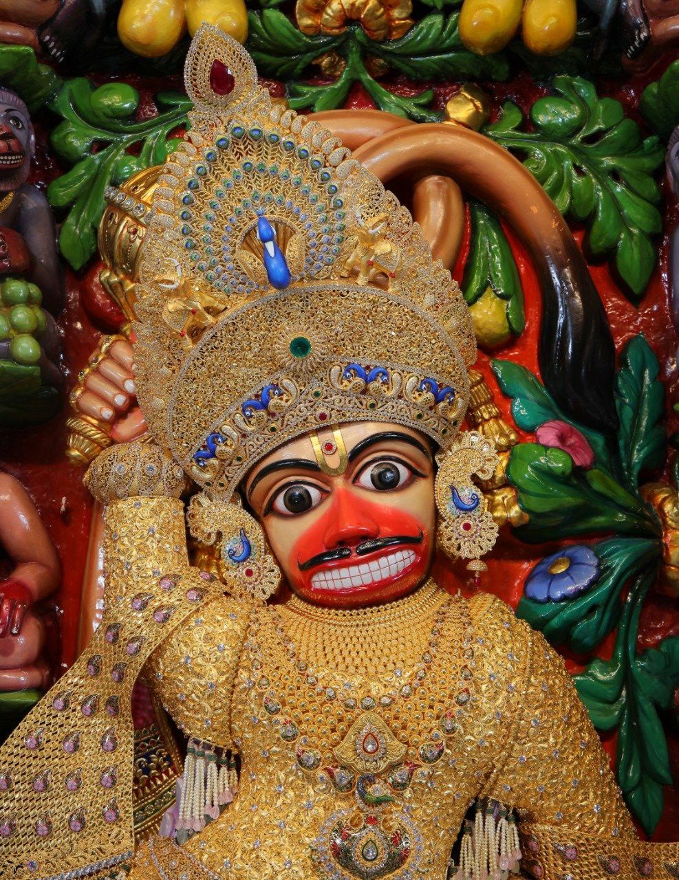 Hanuman with golden crown devotional image