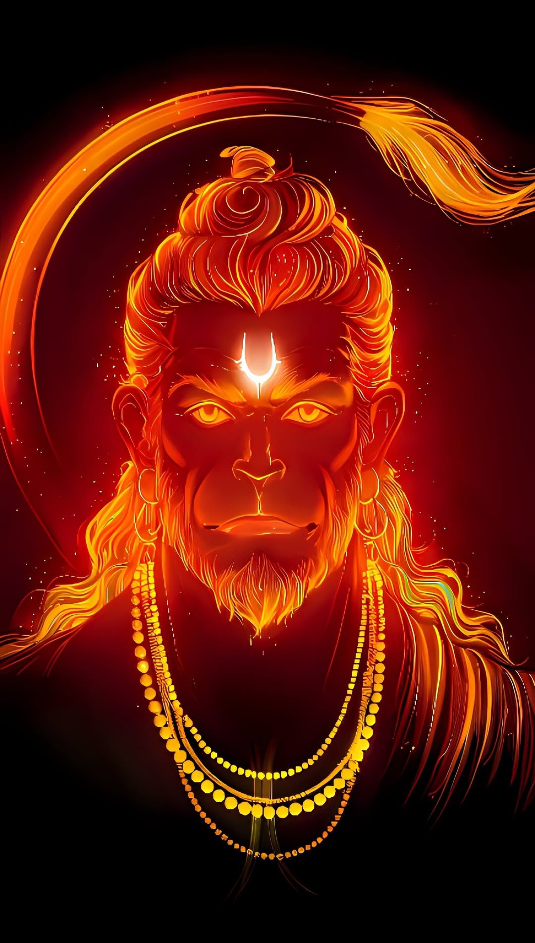 Fiery portrait of Hanumanji radiating devotion.