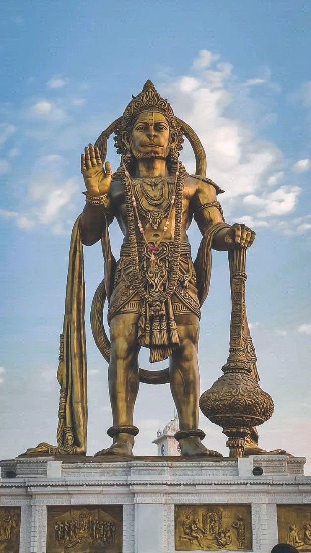Golden Hanuman statue, devotional wallpaper
