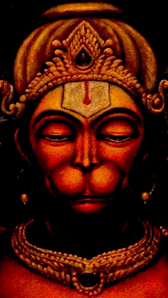 Serene portrait of Hanuman with closed eyes
