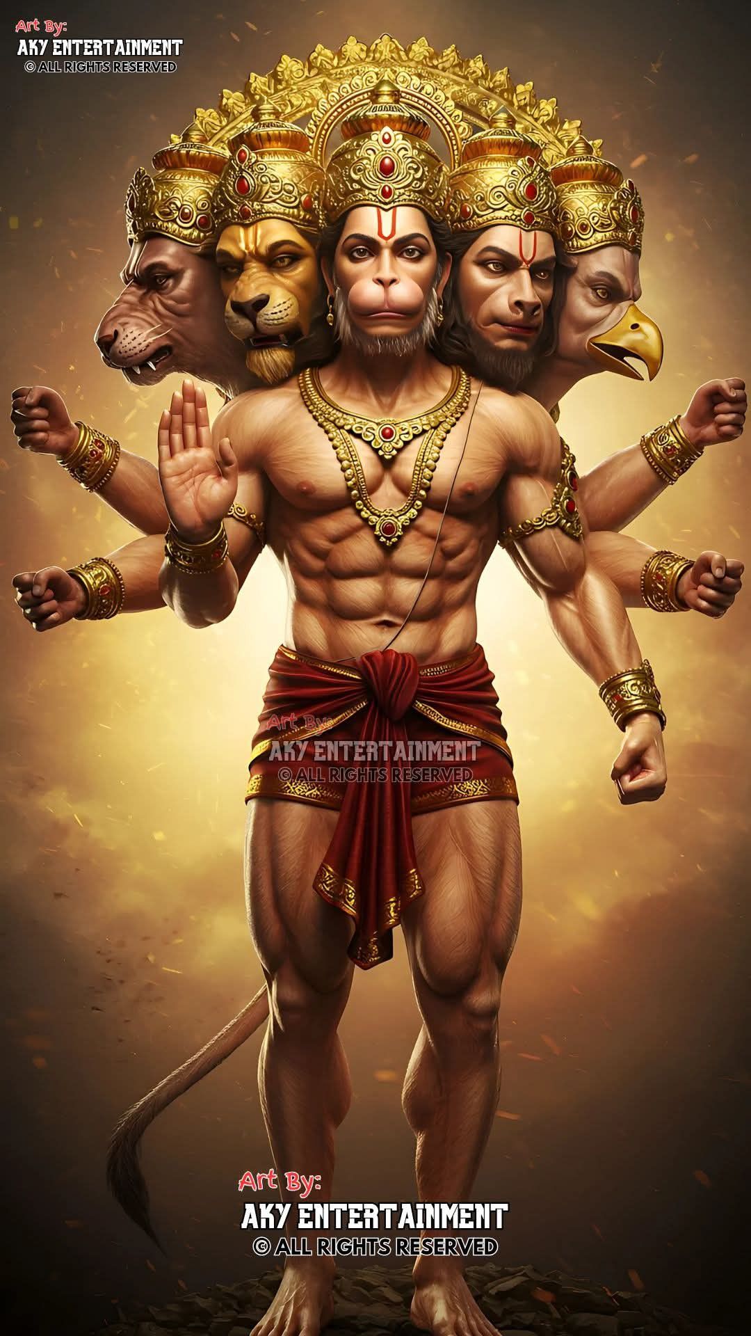Powerful Hanuman with eight heads