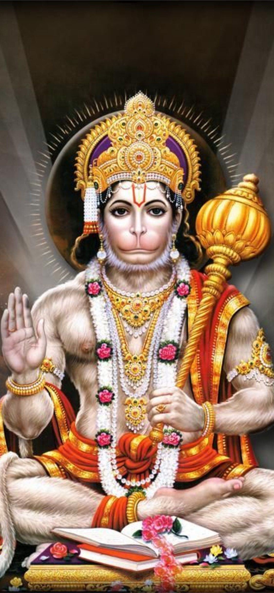 Hanuman bestowing blessings on devotees.