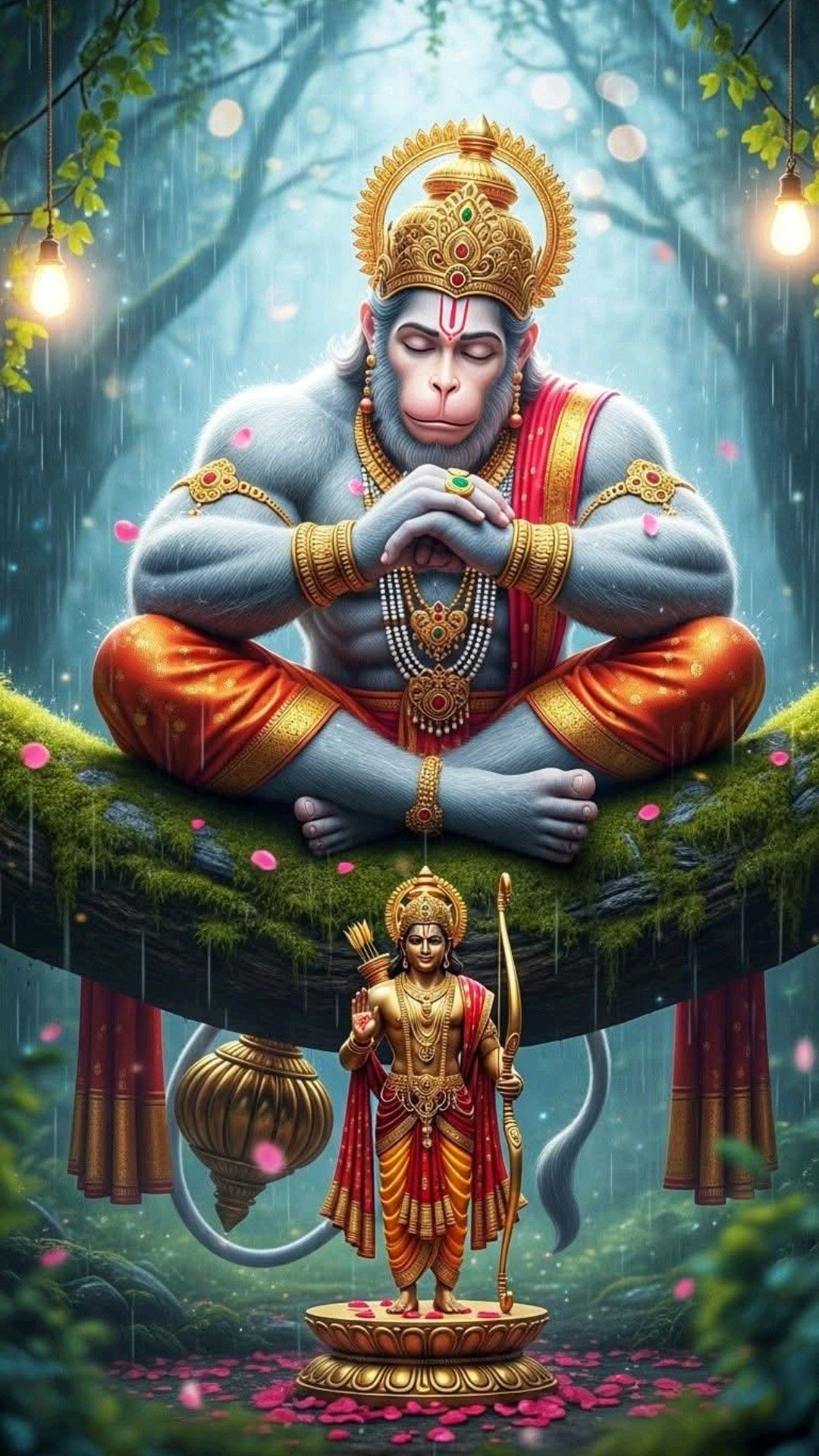 Hanuman in prayer with Lord Ram