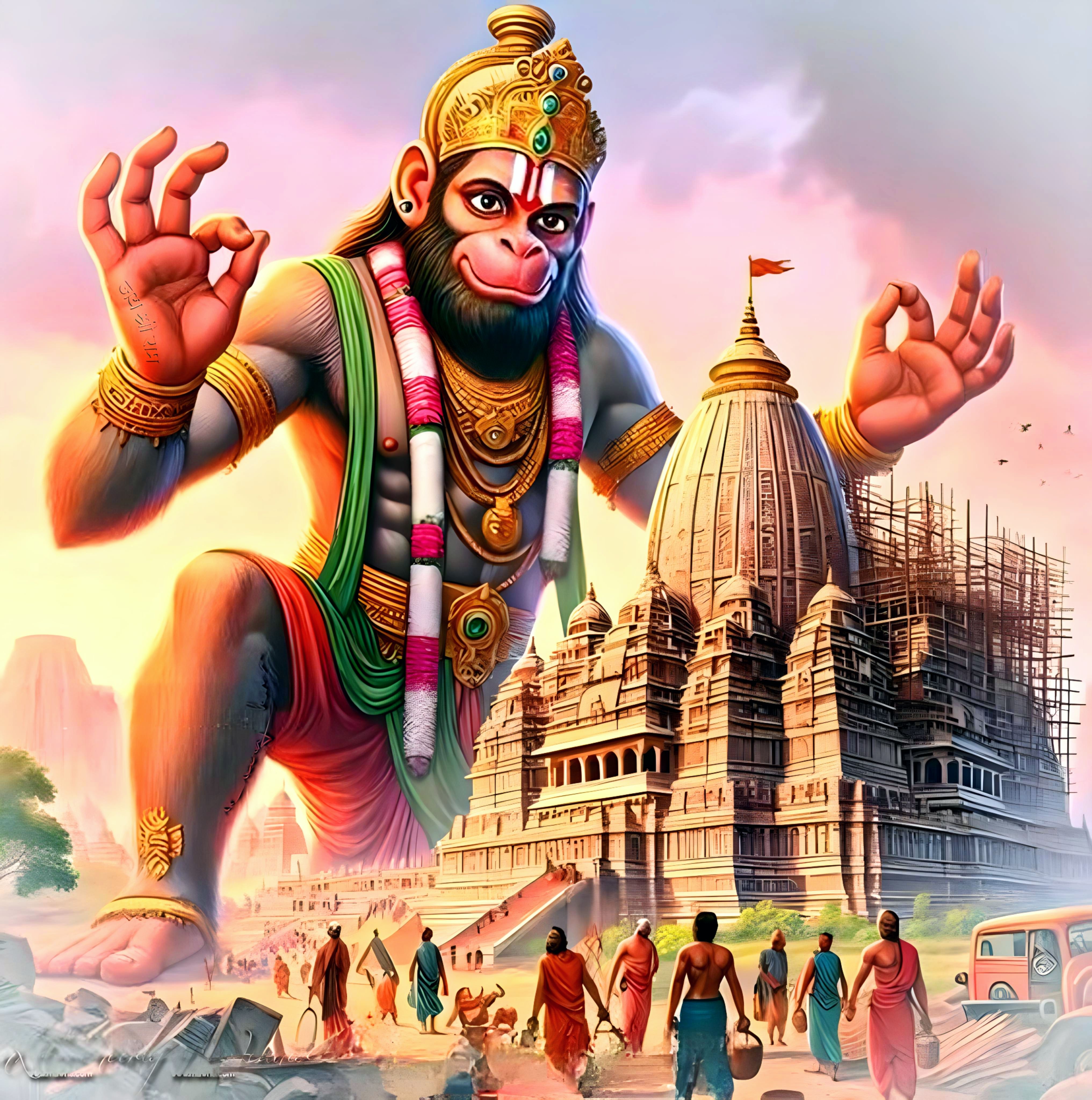Hanuman blessing the Jagannath Temple, Puri