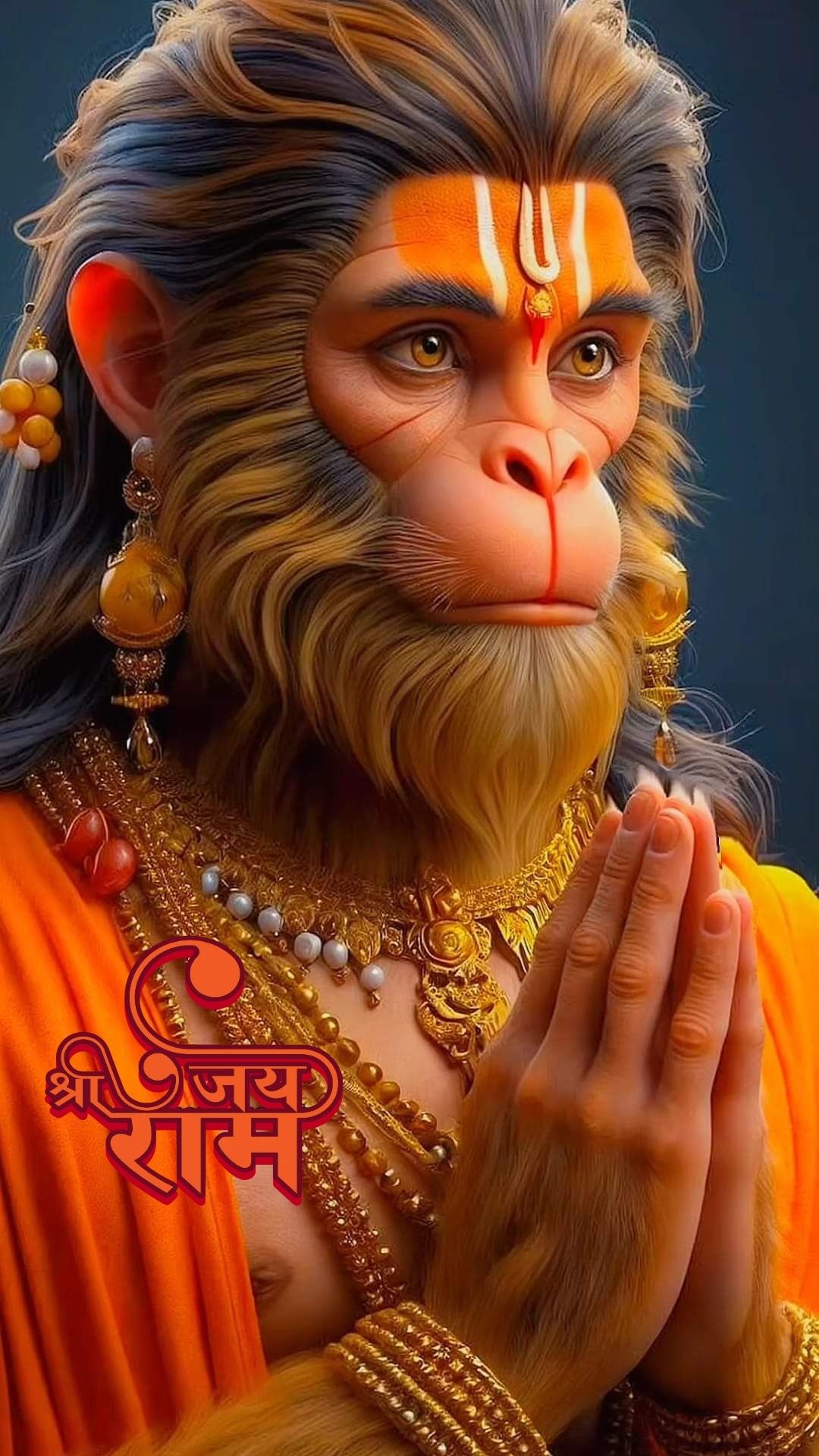 Hanuman with folded hands, offering blessings