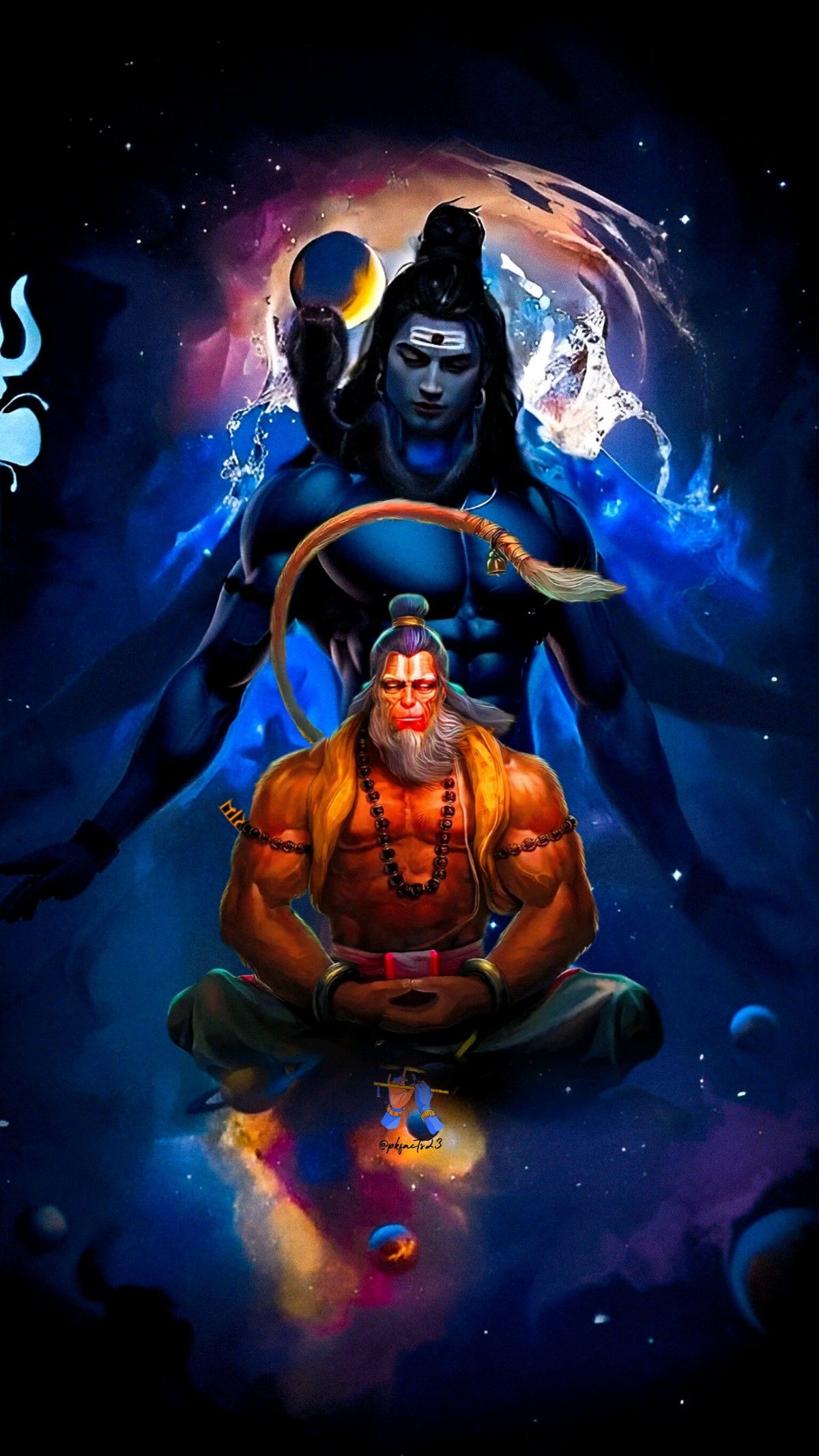 Hanuman in devotion before Lord Shiva.