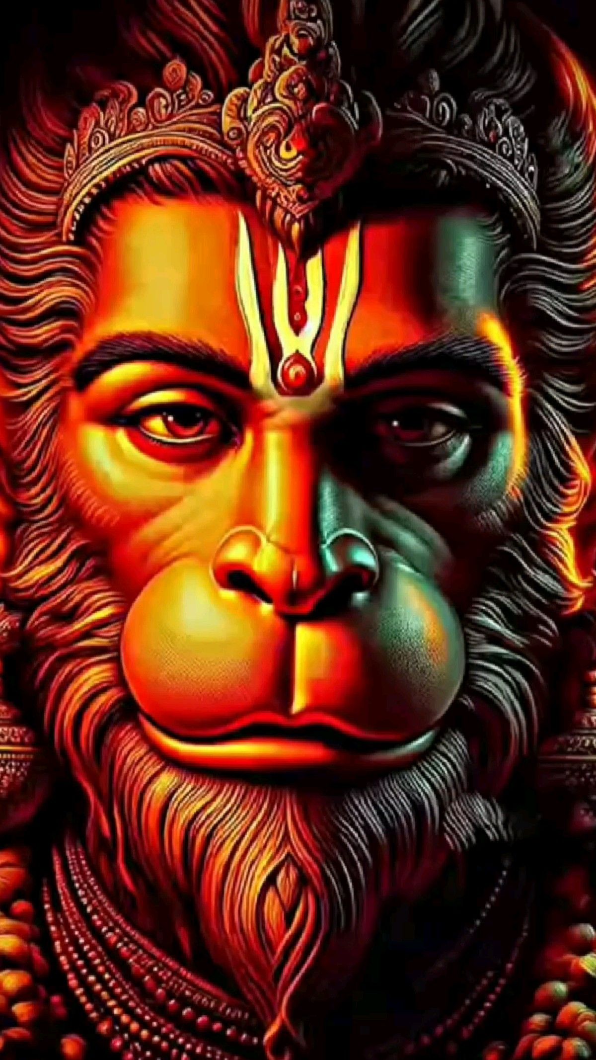 Close-up of Hanuman\'s powerful face