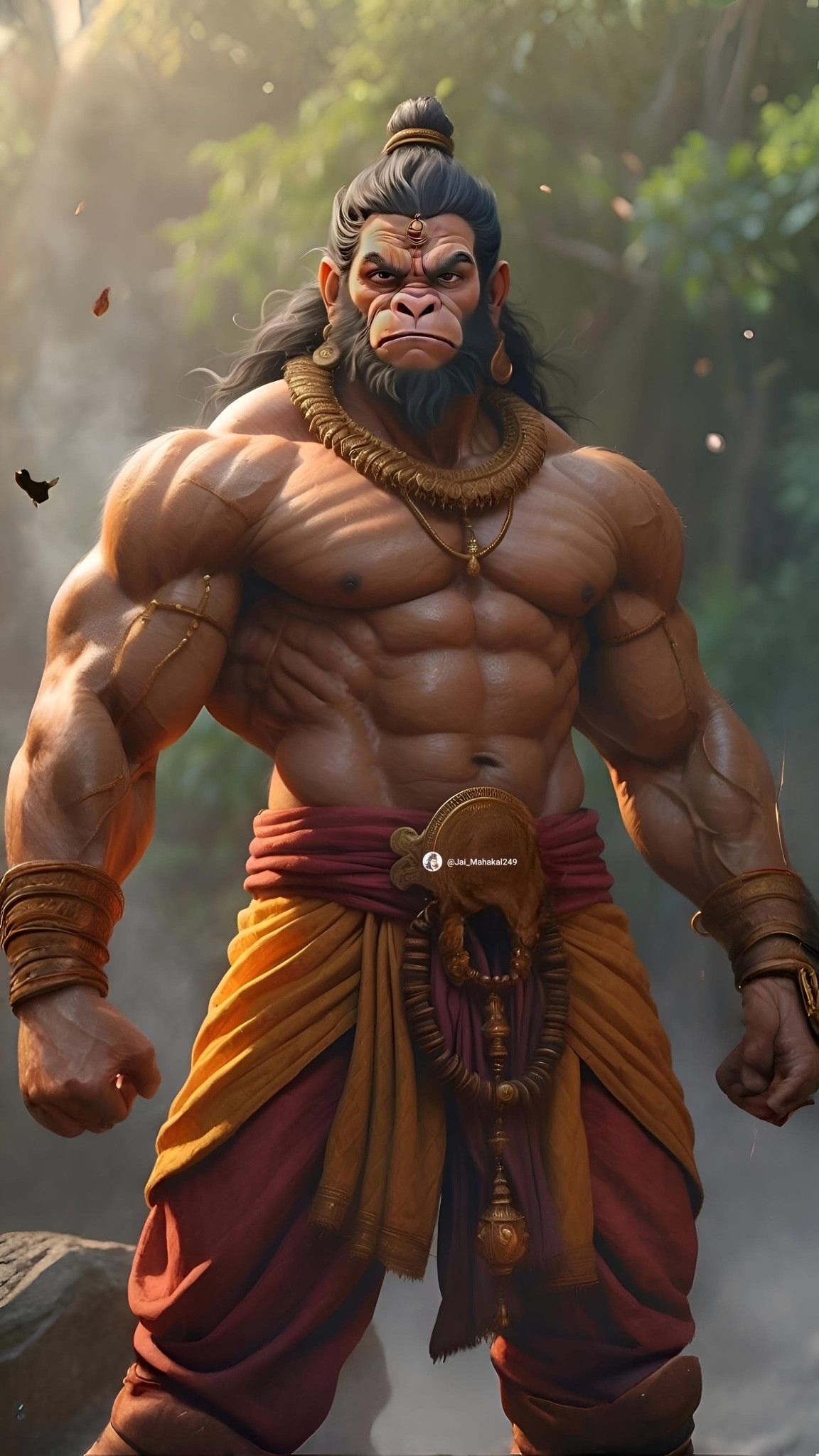 Powerful Hanuman portrait, divine protector.