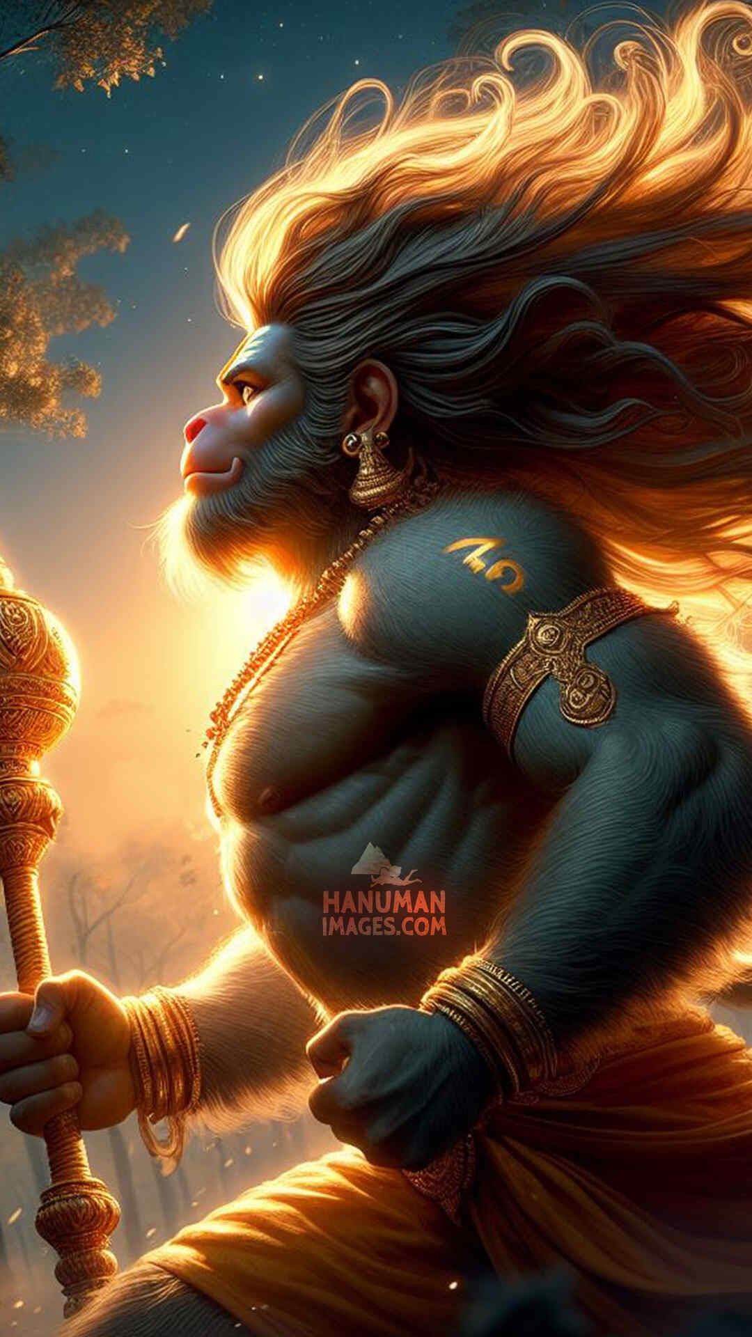 Powerful Hanuman image for phone wallpaper