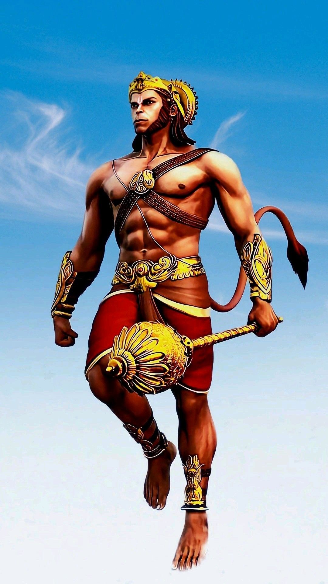 Hanuman poised for flight, divine strength