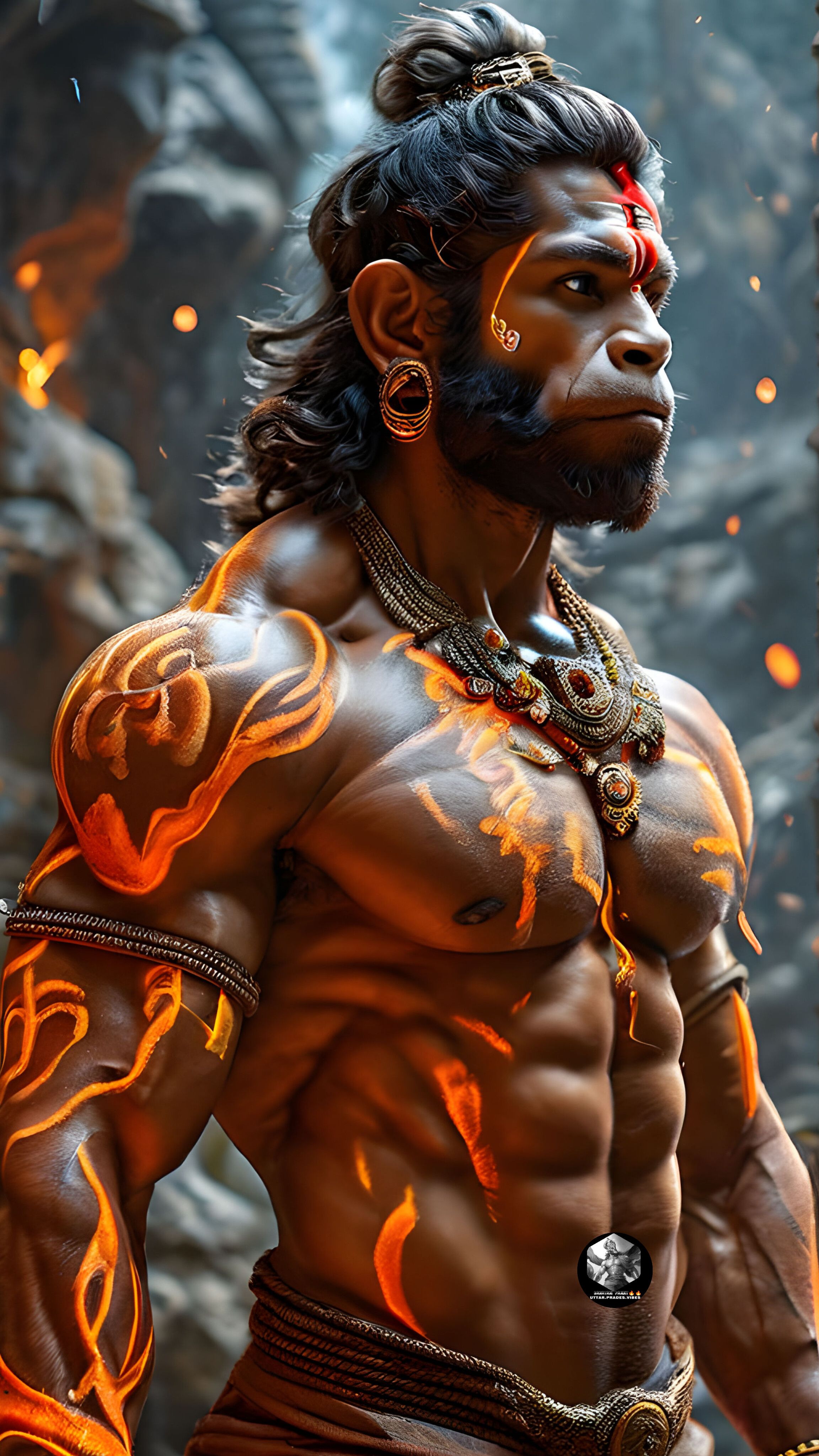 Powerful Hanuman portrait, divine strength