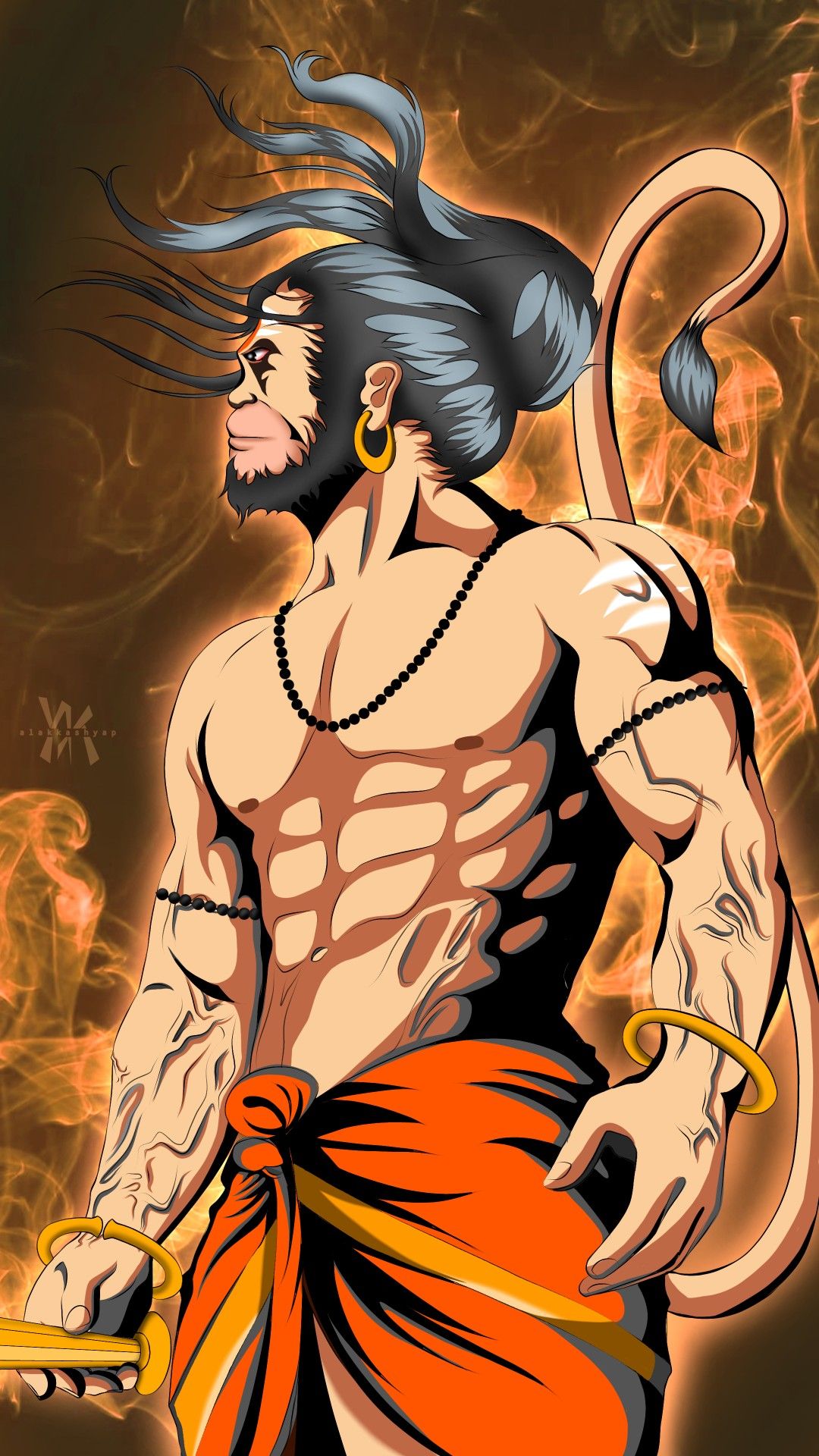 Powerful Hanuman, illustration of strength.