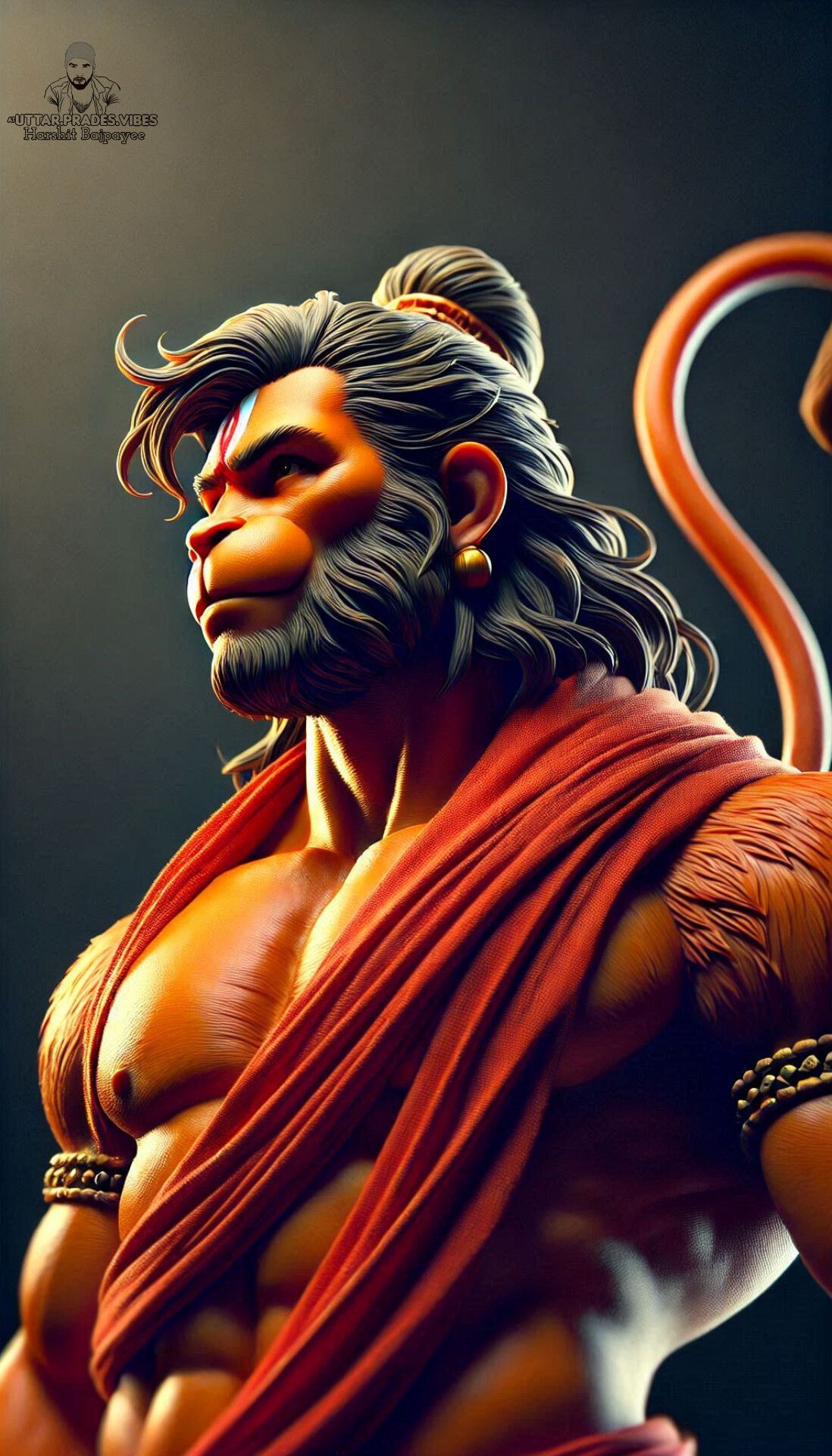 Powerful Hanuman portrait, divine devotion