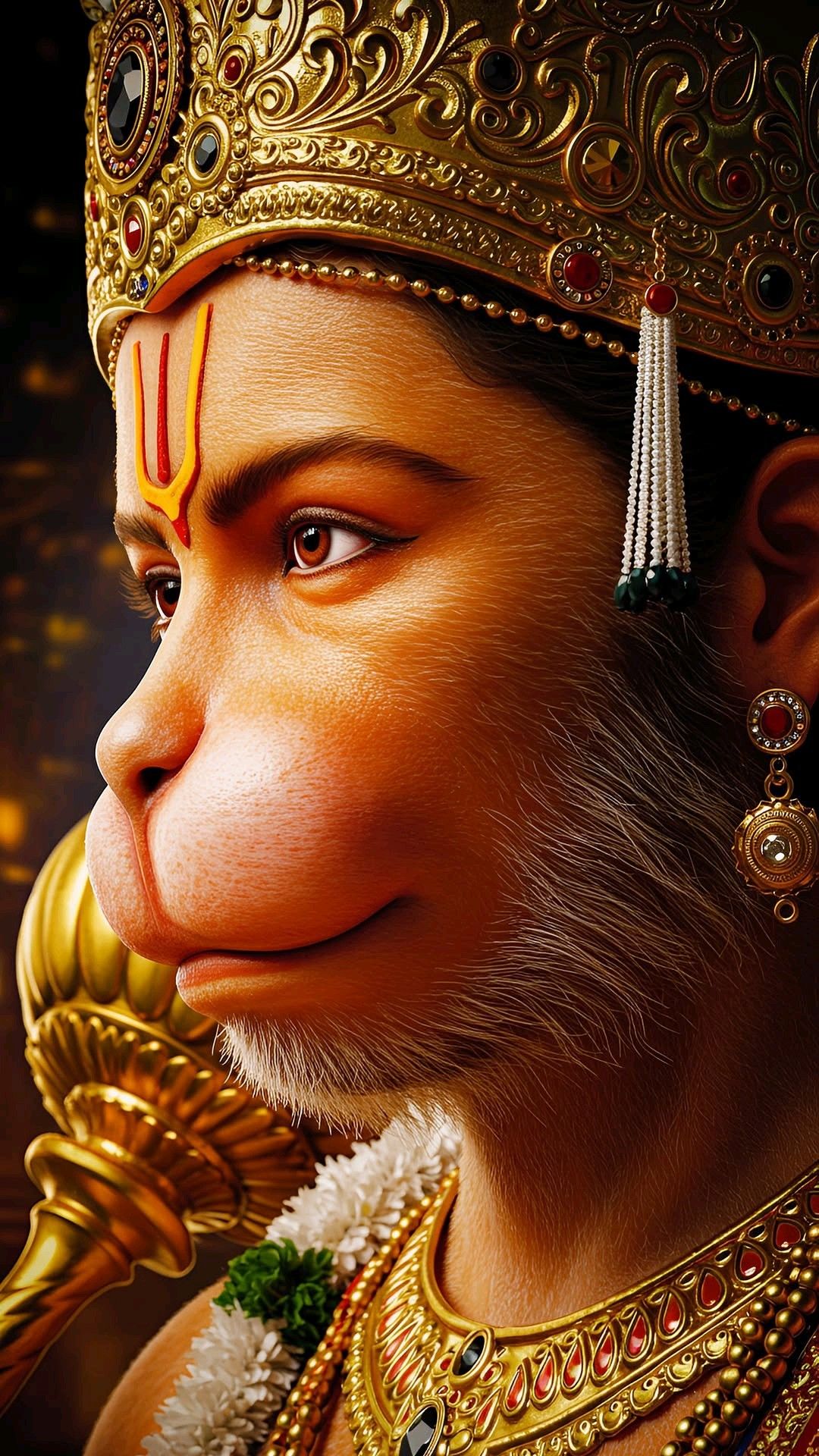 Close-up of Hanuman\'s devoted face