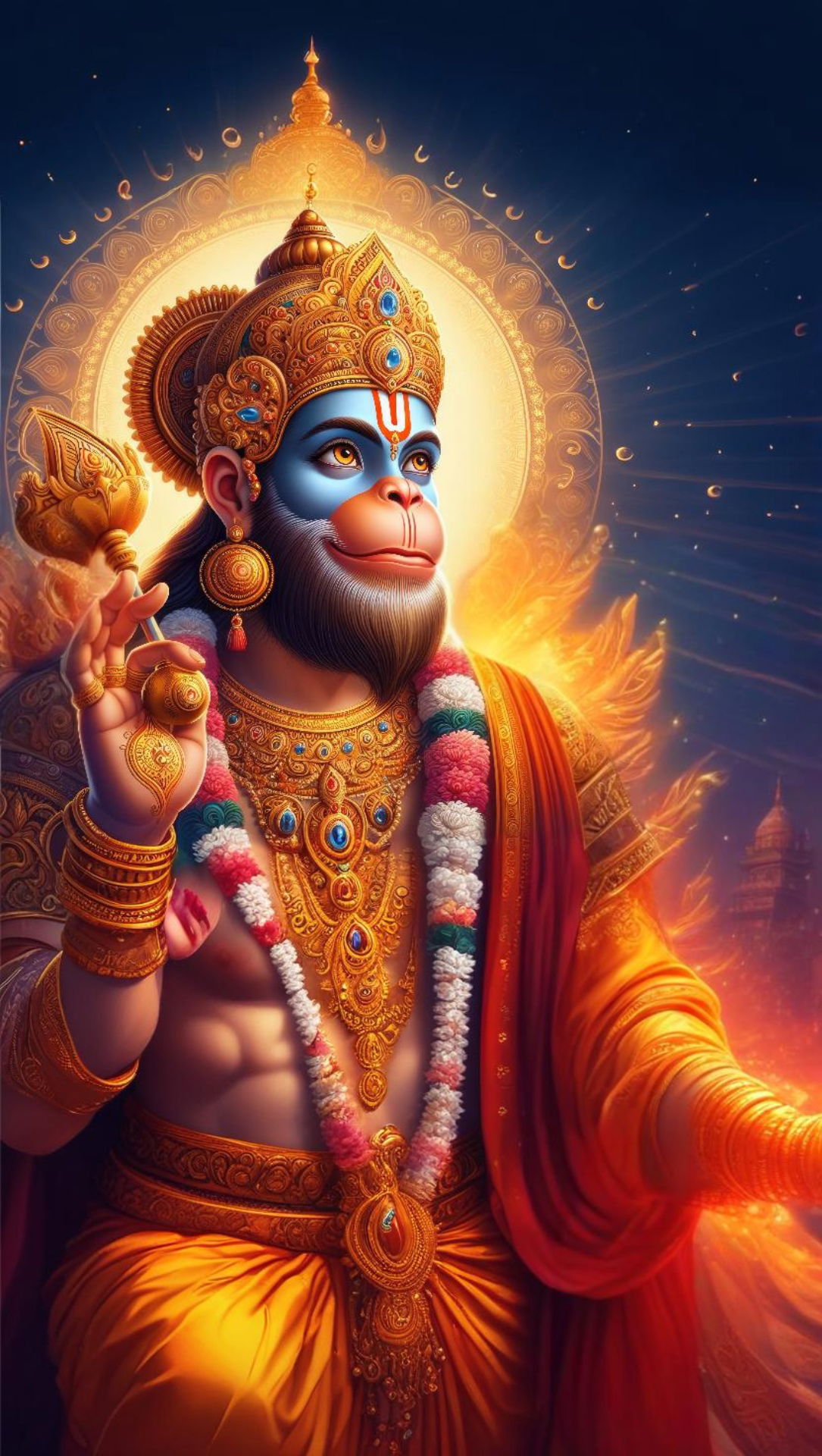 Hanuman holding mace, divine portrait