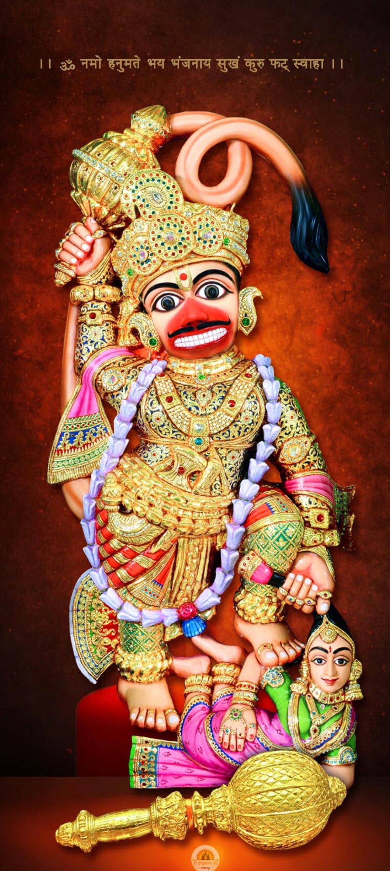 Hanumanji in golden armor, powerful deity