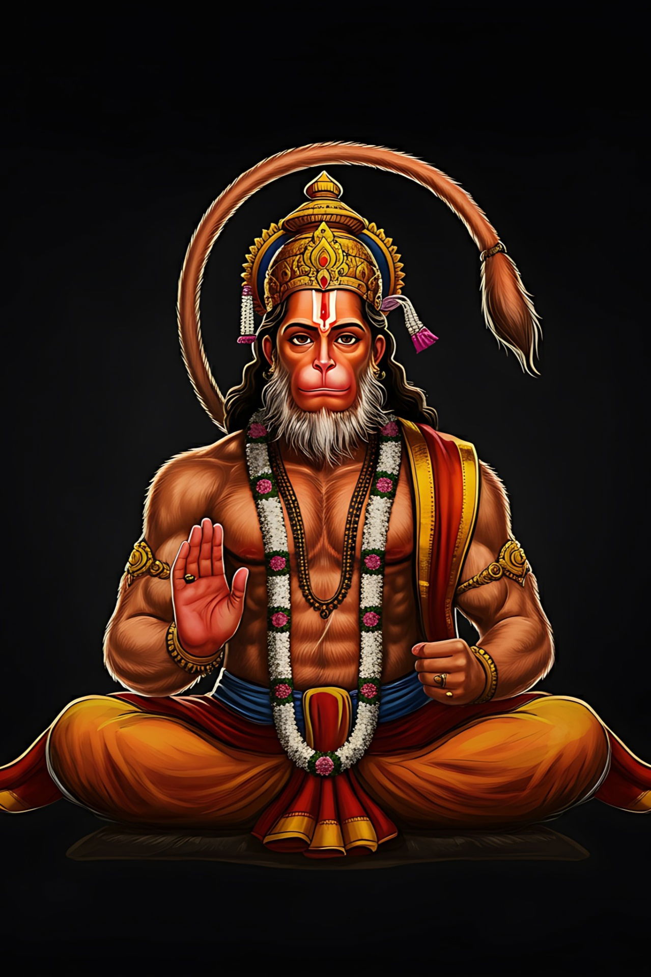 Hanumanji in a blessing pose, divine portrait
