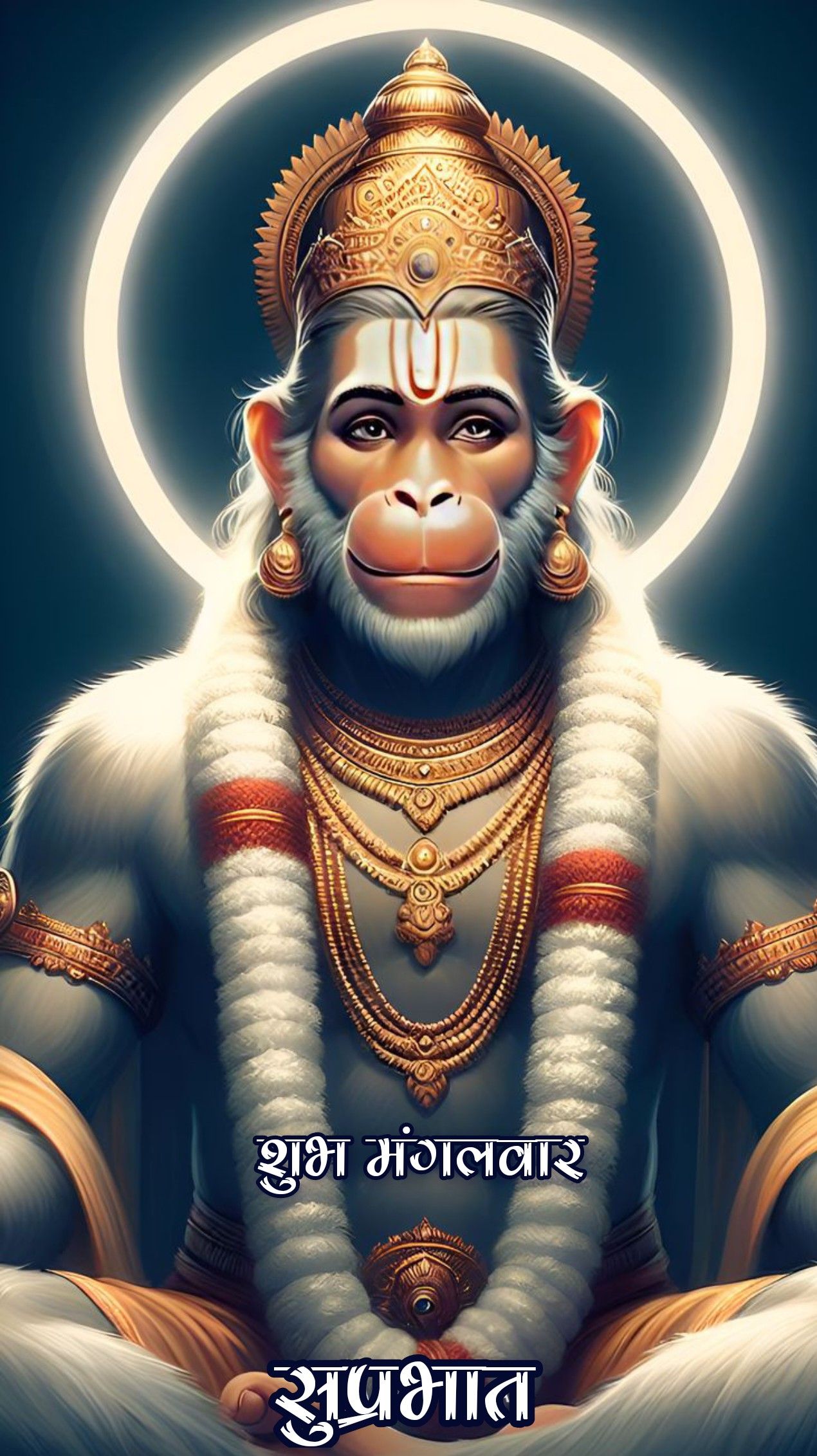 Hanuman portrait with golden aura.
