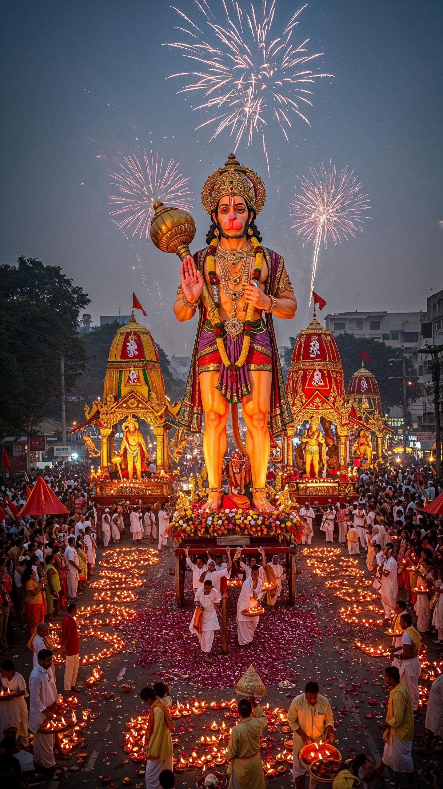 Hanuman during a vibrant festival procession