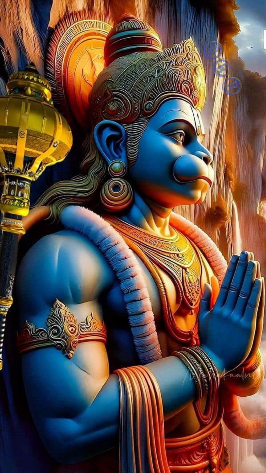 Hanuman in prayer, a devotional image