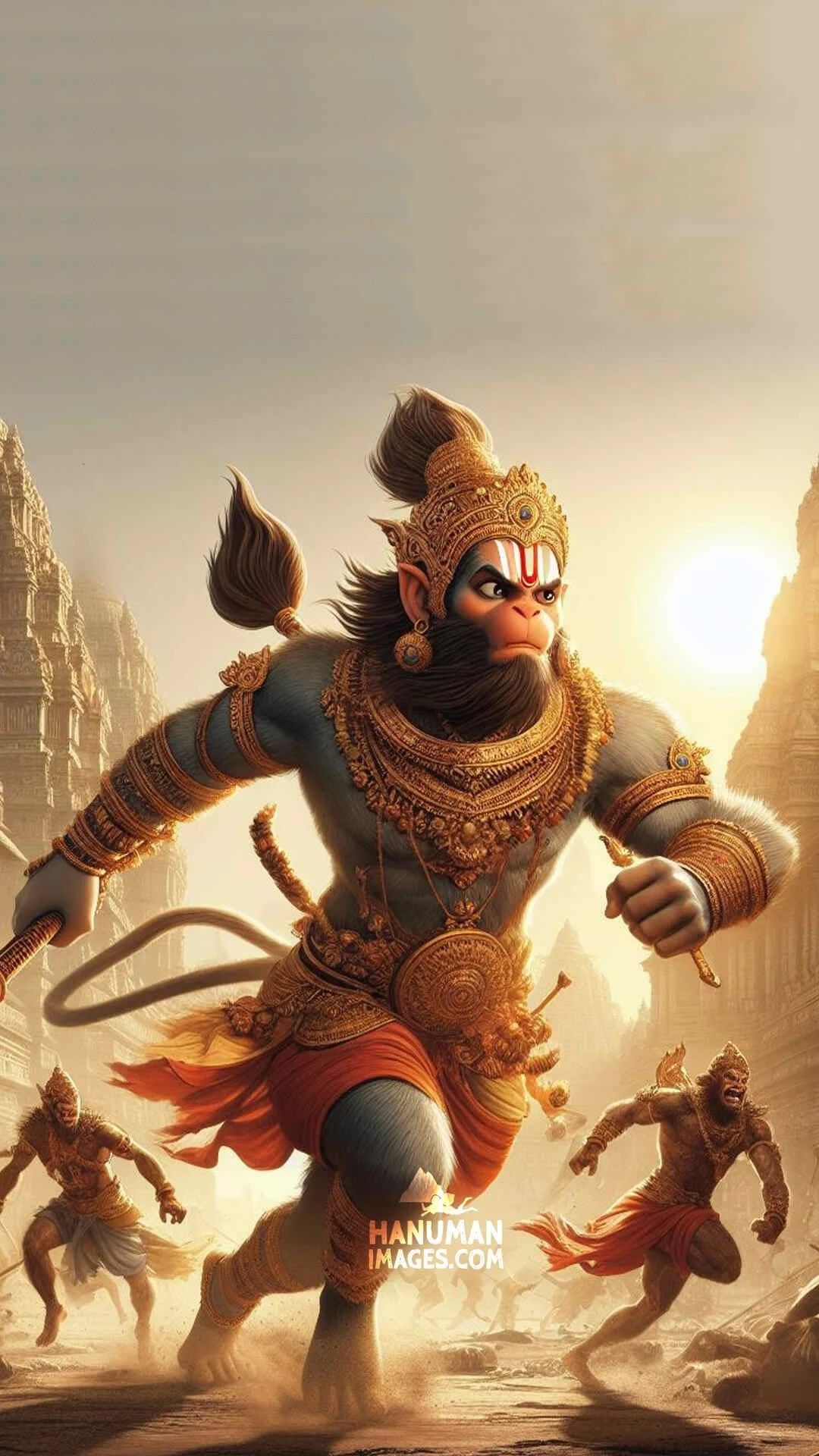 Powerful Hanuman leaps with divine energy
