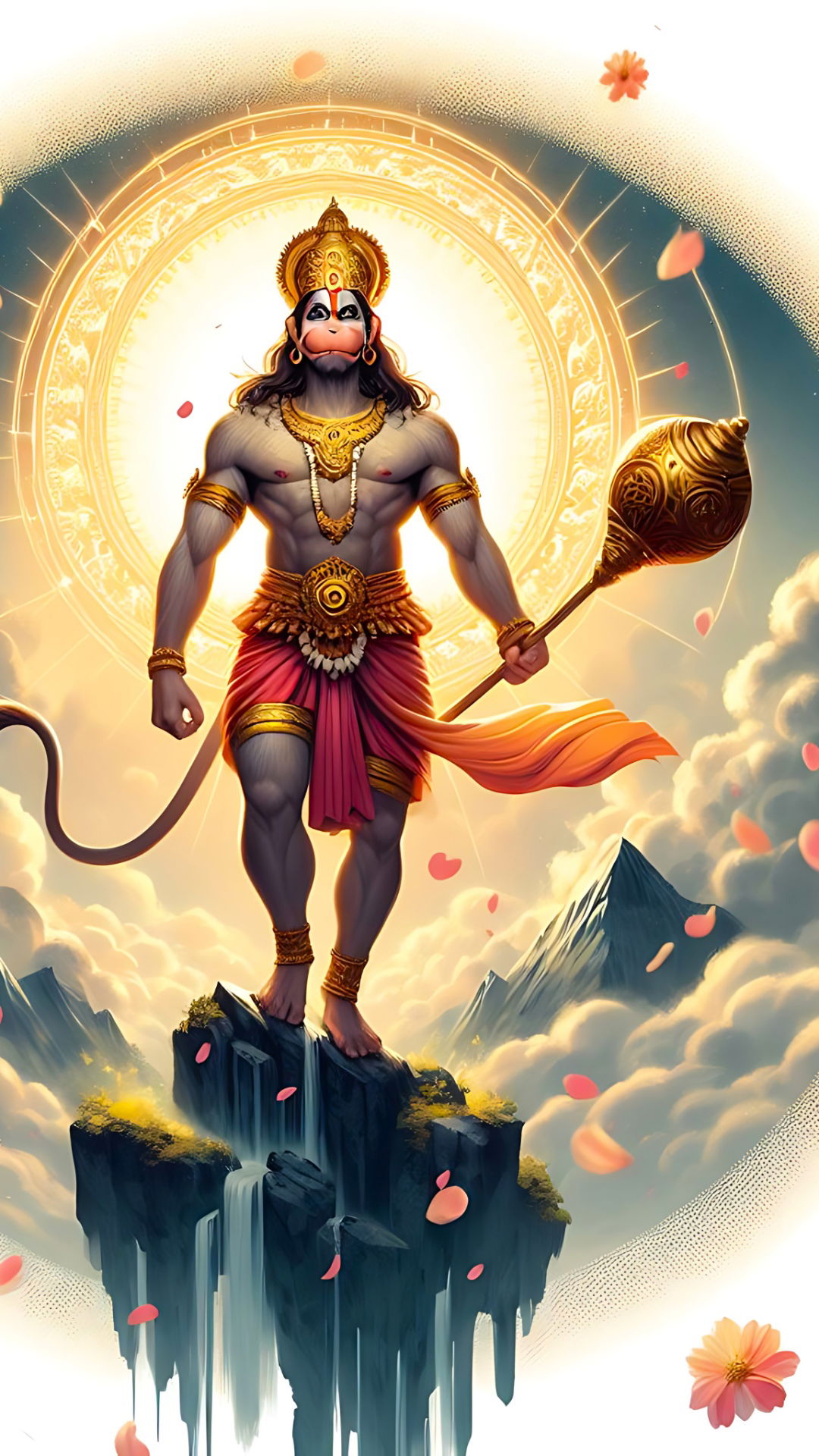 Hanuman standing atop a mountain