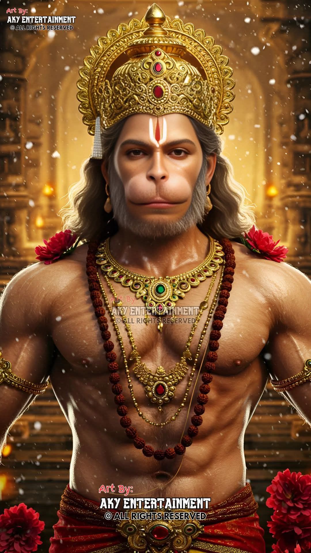 Powerful Hanuman portrait, divine strength.