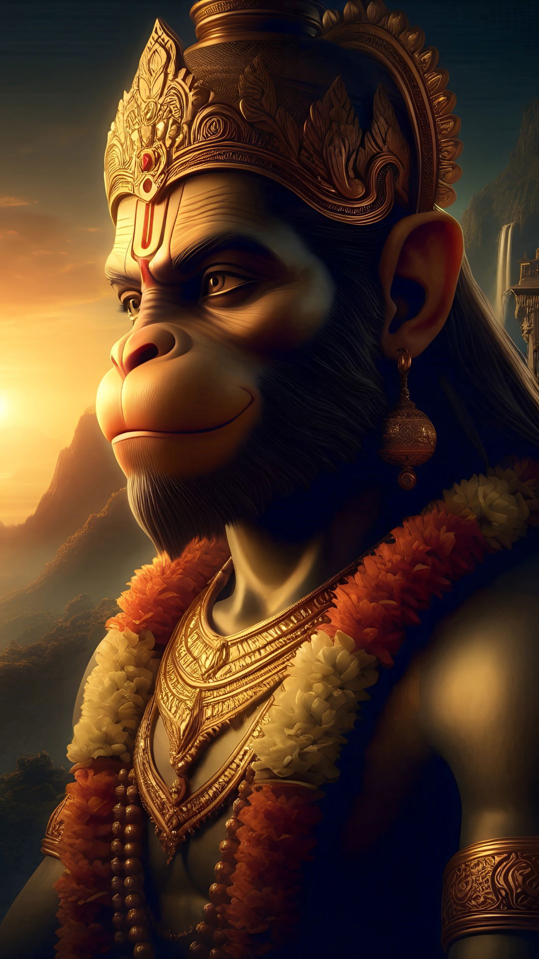 Hanumanji\'s powerful and devotional portrait