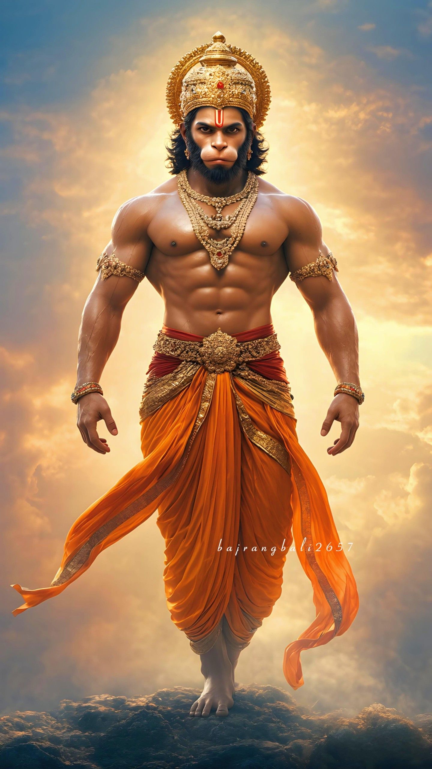 Powerful Hanuman portrait, divine warrior.