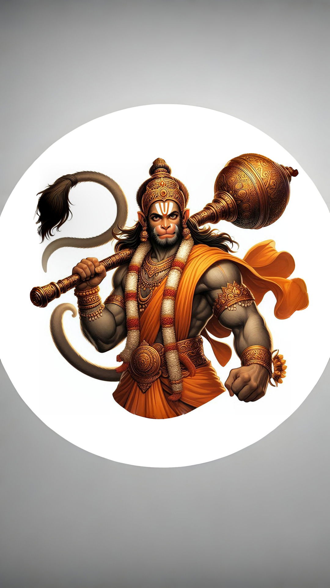 Powerful Hanuman with golden mace