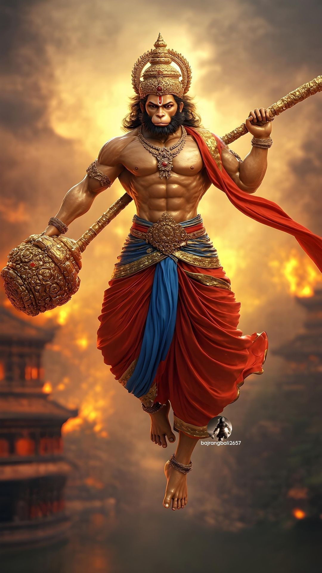 Hanuman carrying Sanjeevani Mountain