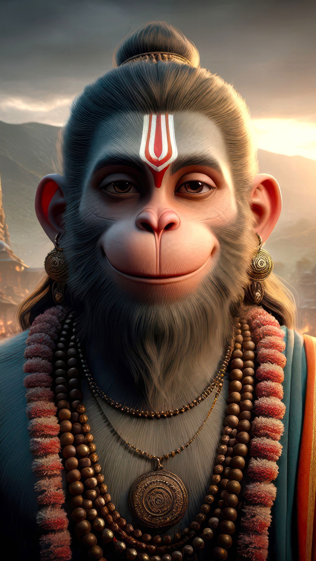 Hanuman portrait, divine strength and devotion.