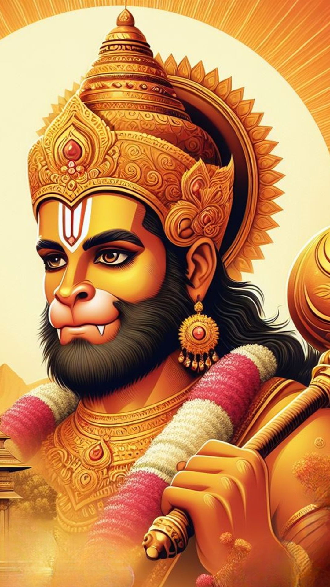 Powerful Hanuman portrait with gada