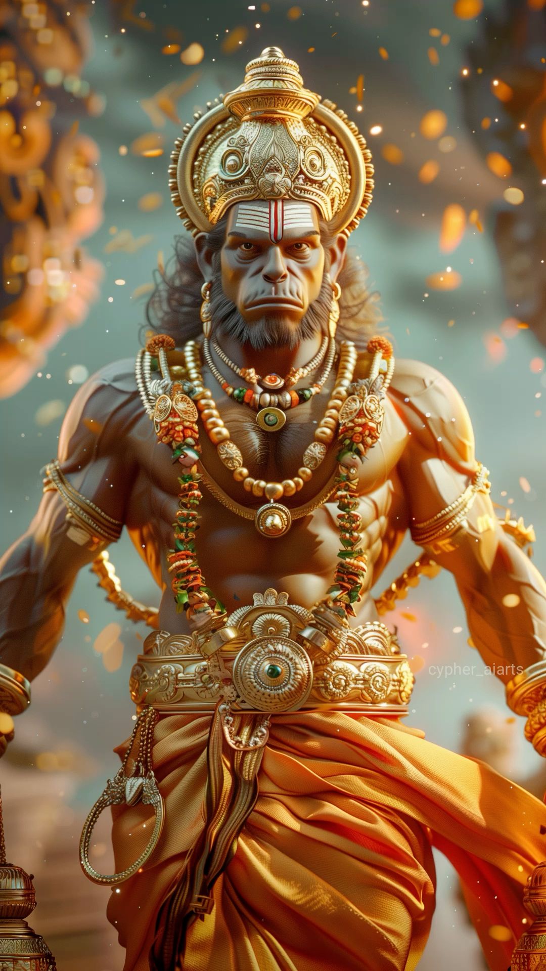 Powerful Hanuman portrait with radiant energy