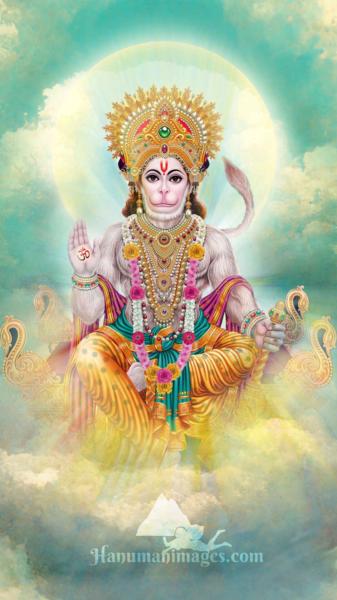Hanumanji with gada, divine and serene.