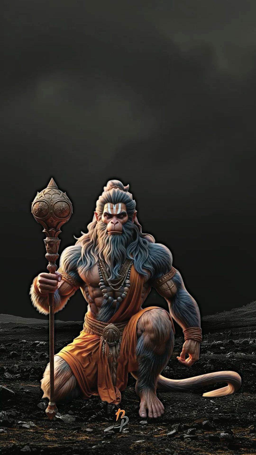 Powerful Hanuman with Mace portrait