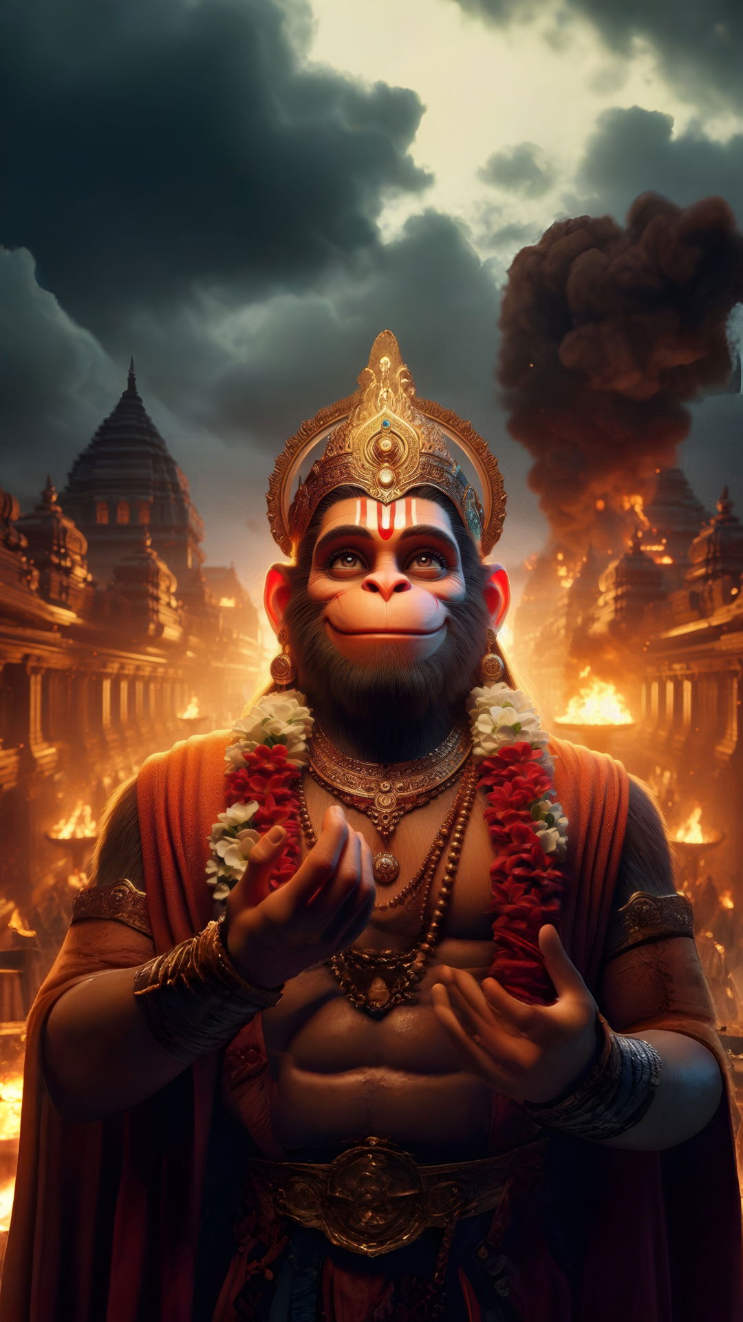 Hanuman stands strong amidst burning city